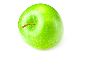 one green apple isolated on white background