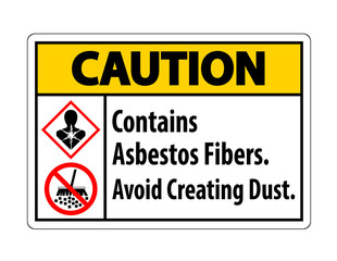 Fototapeta premium Caution Label Contains Asbestos Fibers,Avoid Creating Dust