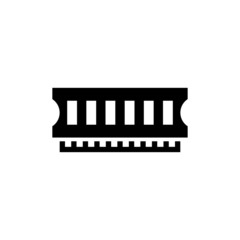 Computer RAM icon in black flat design on white background, memory chip symbol for website design,