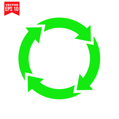 Obraz premium vector illustration of a recycling symbol with arrows Icon symbol Flat vector illustration for graphic and web design.