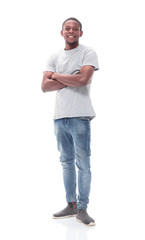 casual guy in jeans and white t-shirt