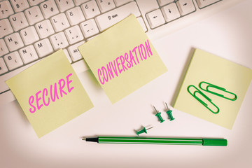 Conceptual hand writing showing Secure Conversation. Concept meaning Secured Encrypted...