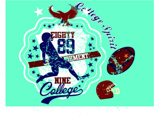 College athletic sports American football graphic design vector art