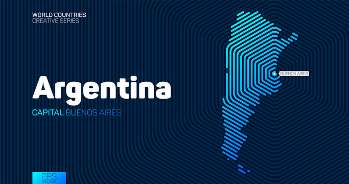 Abstract map of Argentina with hexagon lines