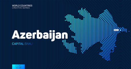 Obraz premium Abstract map of Azerbaijan with hexagon lines
