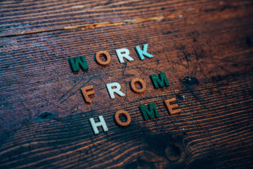 work from home text desk. workspace office at home