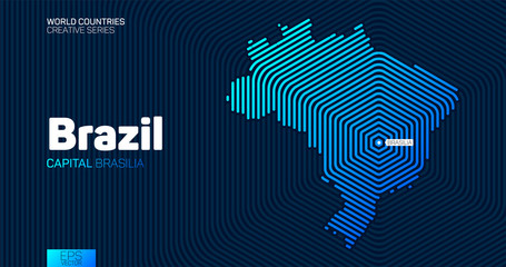 Abstract map of Brazil with hexagon lines