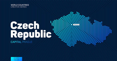 Abstract map of Czech Republic with hexagon lines