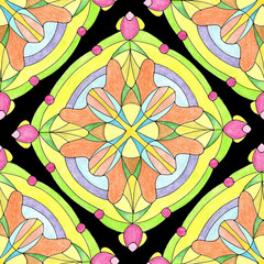 Square mandala sacred geometry with double cross