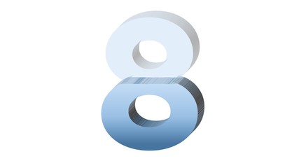 3D NUMBER OF HALF FULL OF WATER FISHBOWL CUP : 8 EIGHT