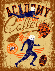 College athletic sports American football graphic design vector art