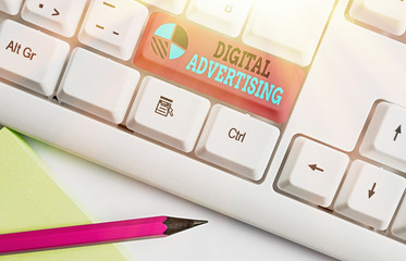 Conceptual hand writing showing Digital Advertising. Concept meaning Online Marketing Deliver...