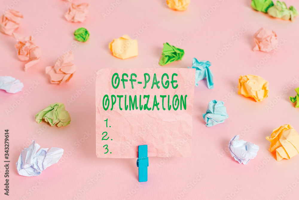 Poster handwriting text off page optimization. conceptual photo website external process promotional method
