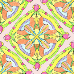 Square mandala sacred geometry with double cross