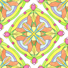 Square mandala sacred geometry with double cross