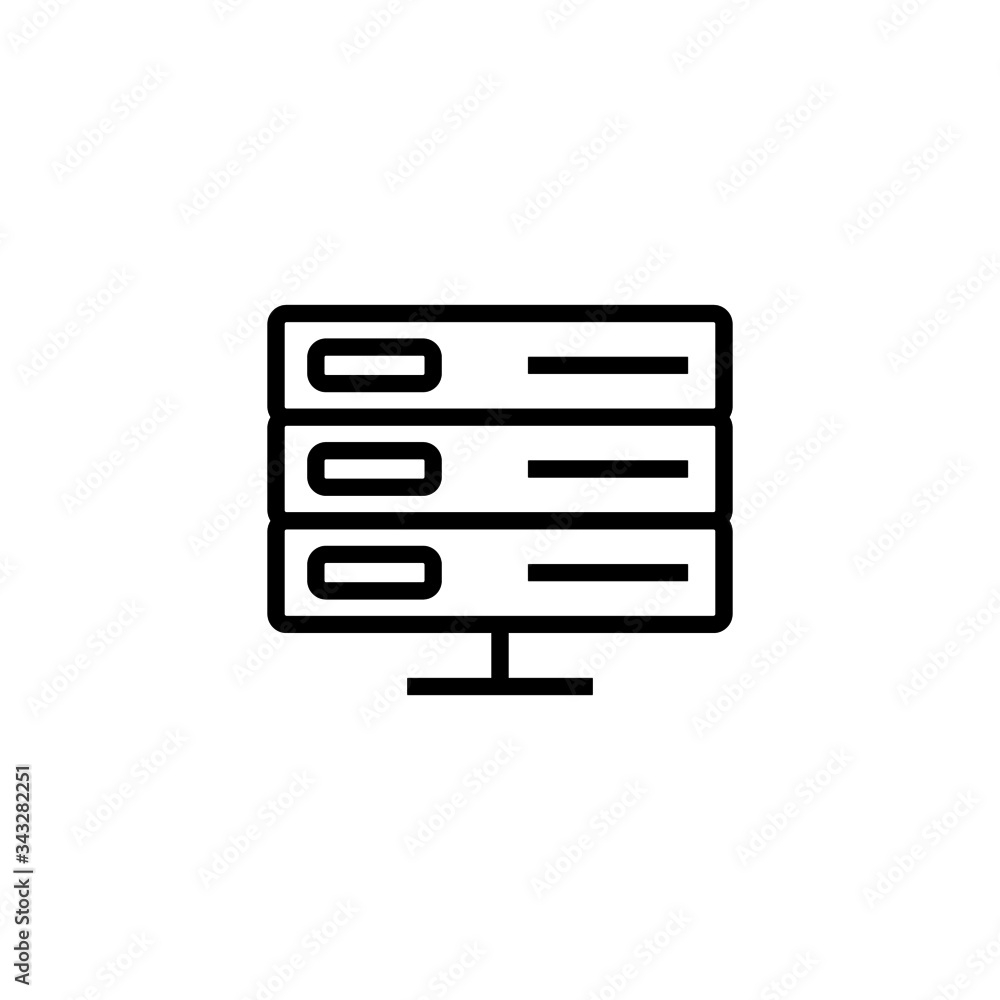 Poster computer server icon in outline style on white background