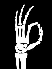 Shape of skeletal hand. Illustration.