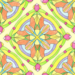 Square mandala sacred geometry with double cross