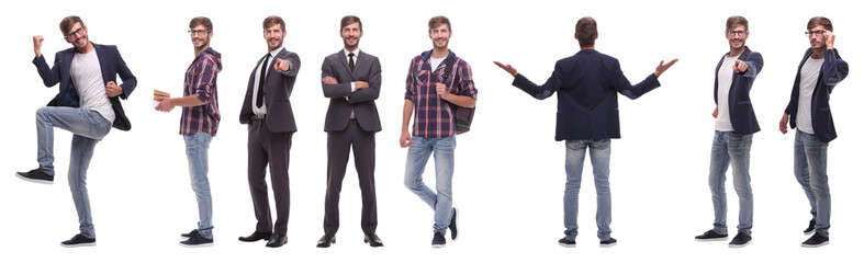 panoramic photo collage engineer architect isolated on white