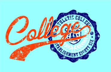 American football Athletic College sports print and embroidery graphic design vector art