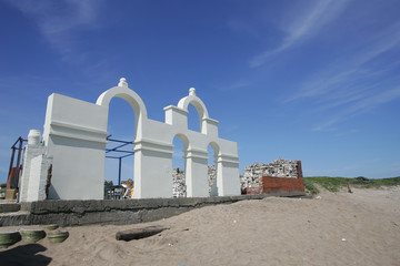 Greece style bulding on the Laomei Beach
