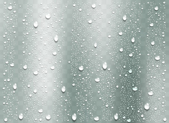 Naklejka na ściany i meble Realistic water droplets on the transparent window. Vector