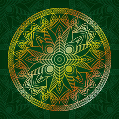 beautiful mandala with green color background