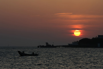 Beautiful sunset scene over the Tamsui River