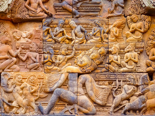 Naklejka premium Banteay Srei Ruins Temple, Angkor, Siem Reap, Cambodia