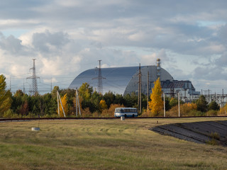 Reactor 4 at the Chernobyl nuclear power plant with a new sarcophagus. Global atomic disaster....