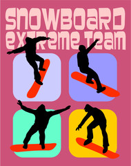 Winter sport snowboard graphic design vector art