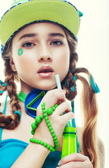 little fashion kid. Children's fashion and beauty concept.