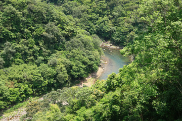 Sunny high angle view of a beautiful river of Wulai area