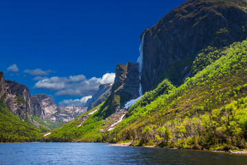 Snow mountains, fjords, waterfalls all in one place - Gros Morne National Park, Newfoundland, Canada