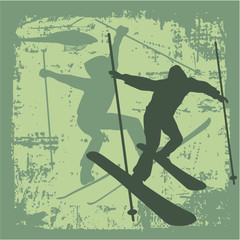 Ski and snowboard sports graphic design vector art