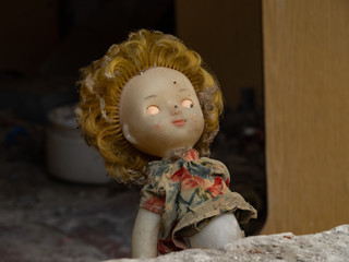 A doll in an abandoned kindergarten building after the explosion of the reactor in Chernobyl. Pripyat Ukraine