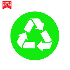 Obraz premium recycling symbol with garbage Icon symbol Flat vector illustration for graphic and web design.