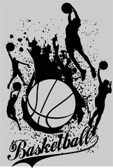 Basketball sports print embroidery graphic design vector art