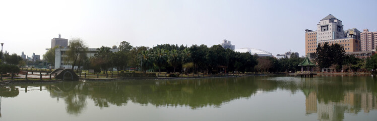 Fototapeta na wymiar Afternoon view of some landscape around Drunken Moon Lake of National Taiwan University
