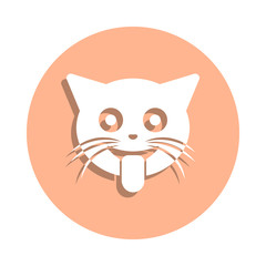 Stuck out cat badge icon. Simple glyph, flat vector of cat smile icons for ui and ux, website or mobile application