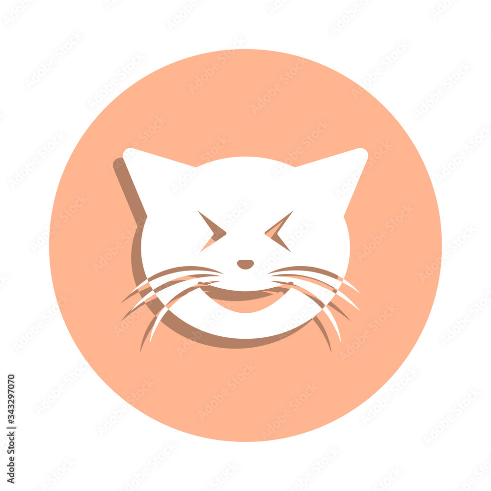 Poster laughing cat badge icon. simple glyph, flat vector of cat smile icons for ui and ux, website or mobi