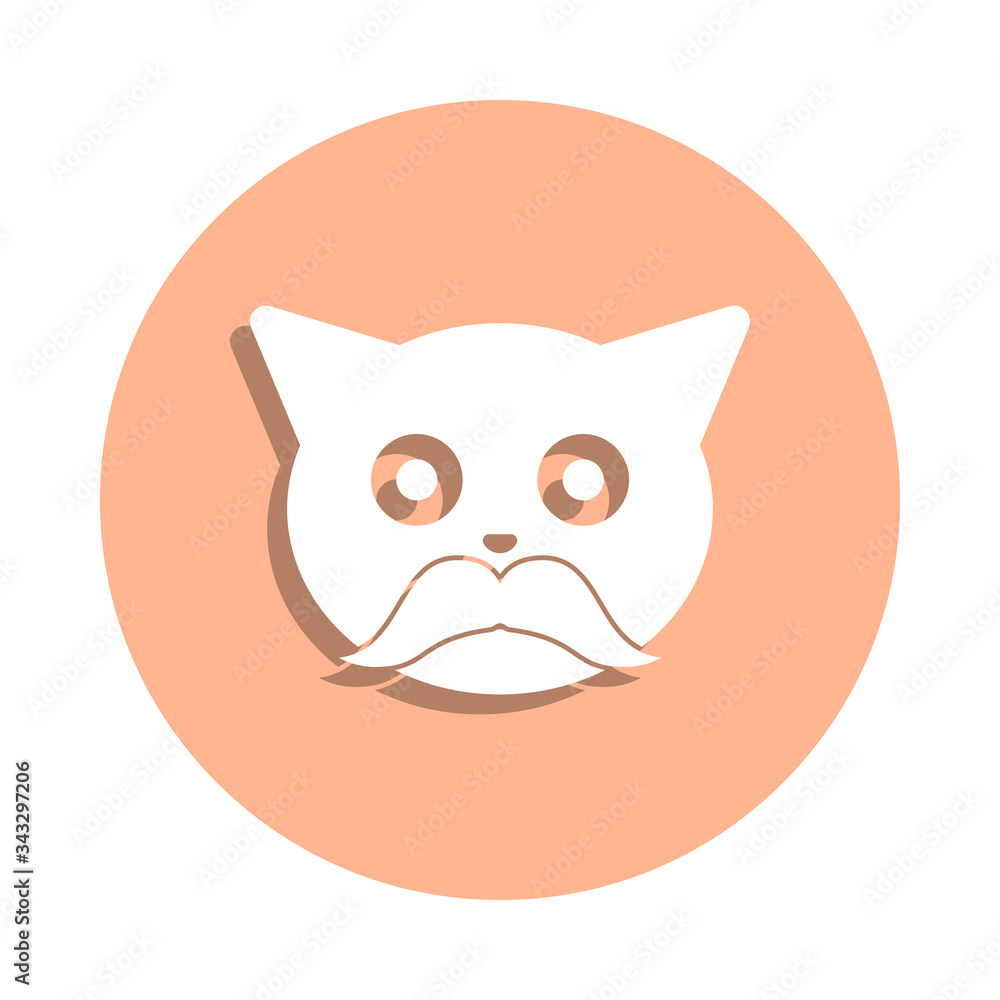 Poster older cat badge icon. simple glyph, flat vector of cat smile icons for ui and ux, website or mobile 