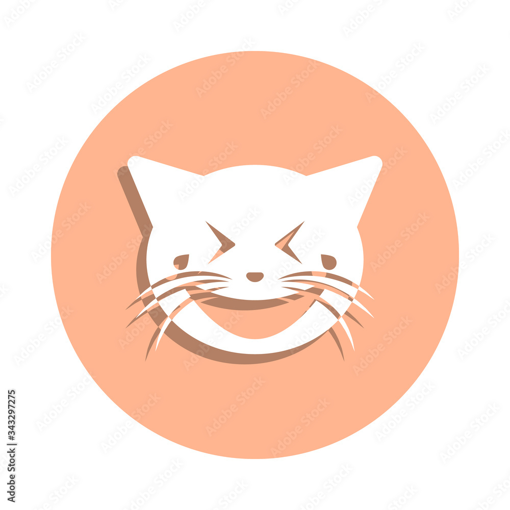 Poster mocking laughter cat badge icon. simple glyph, flat vector of cat smile icons for ui and ux, website