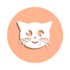 Young sick cat badge icon. Simple glyph, flat vector of cat smile icons for ui and ux, website or mobile application