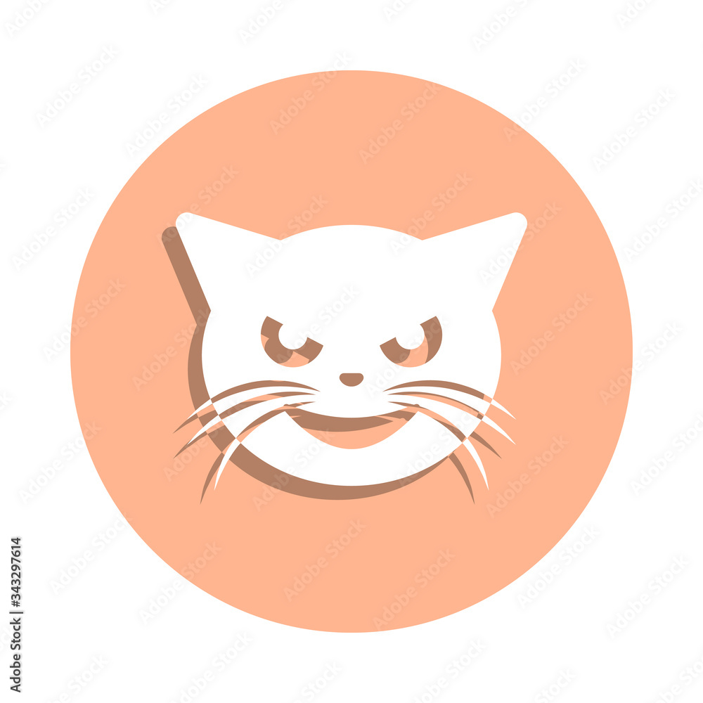 Poster evil cat badge icon. simple glyph, flat vector of cat smile icons for ui and ux, website or mobile a