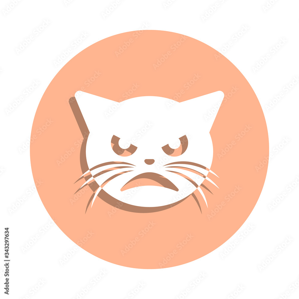 Poster very evil cat badge icon. simple glyph, flat vector of cat smile icons for ui and ux, website or mob