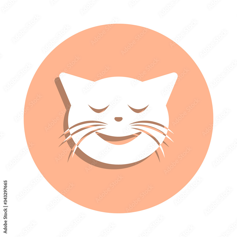 Poster satisfied cat badge icon. simple glyph, flat vector of cat smile icons for ui and ux, website or mob