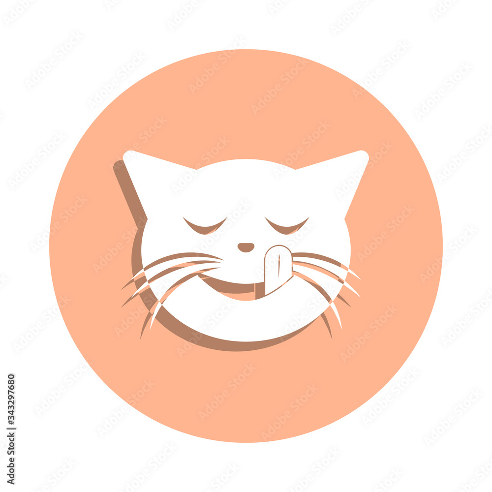 Poster pleased with the language cat badge icon. simple glyph, flat vector of cat smile icons for ui and ux