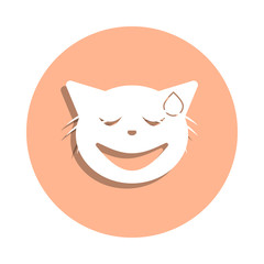 At last, tired cat badge icon. Simple glyph, flat vector of cat smile icons for ui and ux, website or mobile application