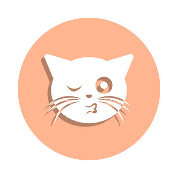 Wink kiss cat badge icon. Simple glyph, flat vector of cat smile icons for ui and ux, website or mobile application